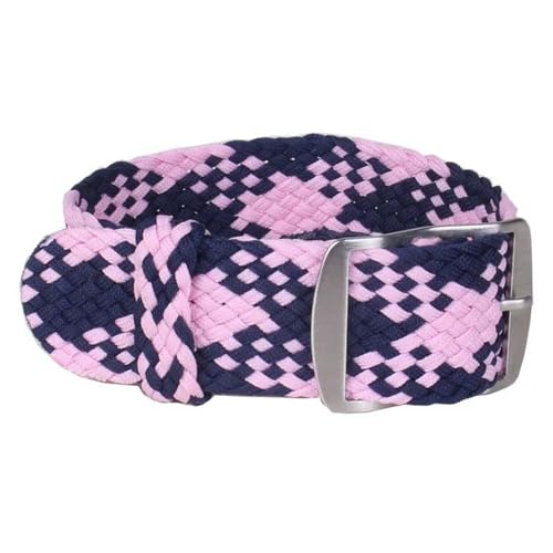 InOmak Canvas Uhrengurt 20/22mm Nylon gewebt Watchbänder Armband, Dunkelblau Pink, 20mm von InOmak