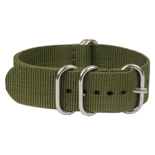 InOmak Canvas Watch Band 16-24mm Fasergewebe Nylon Uhrengurte, Armeegrün, 16mm von InOmak