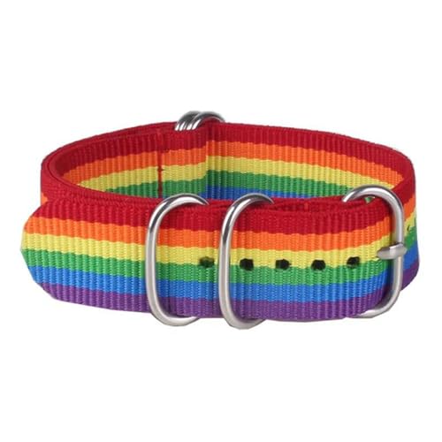 InOmak Canvas Watch Band 16-24mm Fasergewebe Nylon Uhrengurte, Regenbogen, 24mm von InOmak