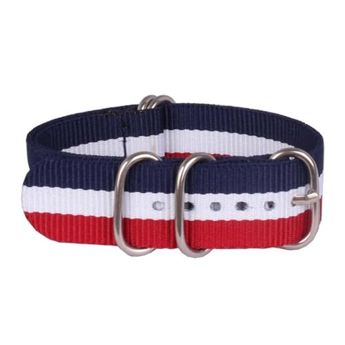 InOmak Canvas Watch Band 16-24mm Fasergewebe Nylon Uhrengurte, Rote weiße Marine, 18mm von InOmak