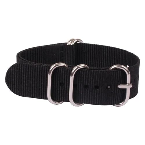 InOmak Canvas Watch Band 16-24mm Fasergewebe Nylon Uhrengurte, Schwarz, 16mm von InOmak