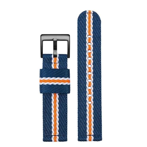 InOmak Canvas Watch Band 18-24mm NATO Uhrengurte, Blau weiß gelb b, 22mm von InOmak