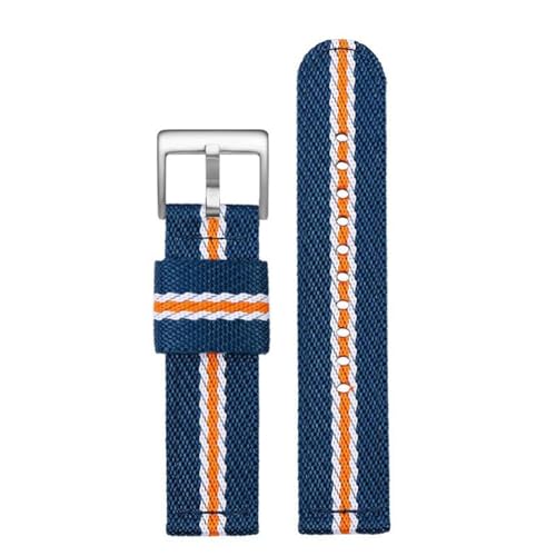 InOmak Canvas Watch Band 18-24mm NATO Uhrengurte, Blau weiß gelb s, 24mm von InOmak