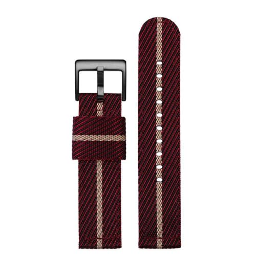 InOmak Canvas Watch Band 18-24mm NATO Uhrengurte, Roter Beige schwarz, 24mm von InOmak