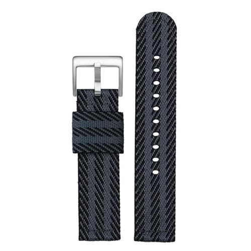 InOmak Canvas Watch Band 18-24mm NATO Uhrengurte, Schwarzes grau Silber, 24mm von InOmak