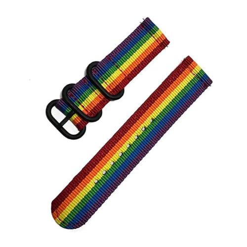 InOmak Canvas Watch Band 18-24mm Nylon Stoff Uhren Bands Sportgurt, Regenbogen, 22mm von InOmak