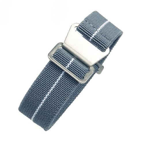 InOmak Fabric Watchband 18-22mm elastisches Nylon-Uhrenband, Grau-weiß, 20mm goldene Schnalle von InOmak