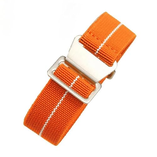 InOmak Fabric Watchband 18-22mm elastisches Nylon-Uhrenband, Orange weiß, 20mm goldene Schnalle von InOmak