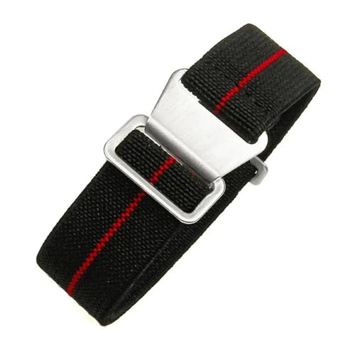 InOmak Fabric Watchband 18-22mm elastisches Nylon-Uhrenband, Schwarz Rot, 18mm schwarze Schnalle von InOmak