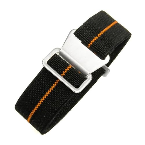 InOmak Fabric Watchband 18-22mm elastisches Nylon-Uhrenband, Schwarzorange, 20mm Roségoldene Schnalle von InOmak