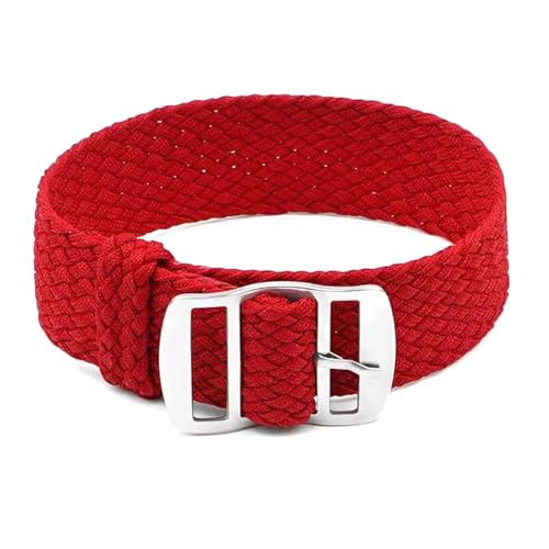 InOmak Gewebe gewebtes Nylon Watchband 12-24mm NATO Watchgurte, Rot, 20mm von InOmak