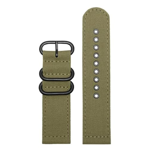 InOmak Gewebter Uhrengurt 20/22/24mm Nylon Canvas Watchband, Grün Schwarz, 20mm von InOmak