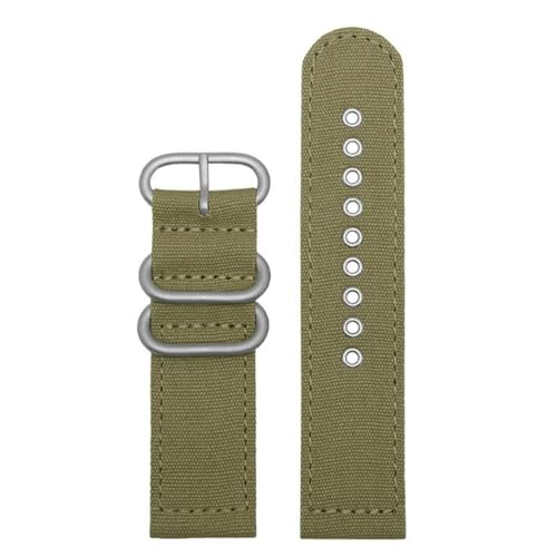 InOmak Gewebter Uhrengurt 20/22/24mm Nylon Canvas Watchband, Grünes Silber, 22mm von InOmak