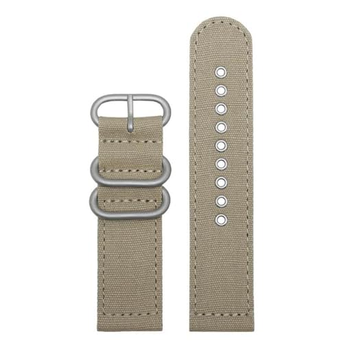 InOmak Gewebter Uhrengurt 20/22/24mm Nylon Canvas Watchband, Khaki Silber, 22mm von InOmak