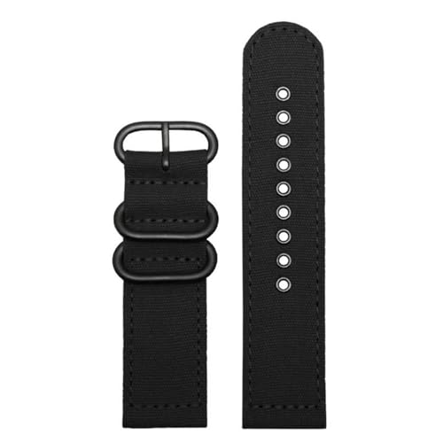 InOmak Gewebter Uhrengurt 20/22/24mm Nylon Canvas Watchband, Schwarz Schwarz, 24mm von InOmak