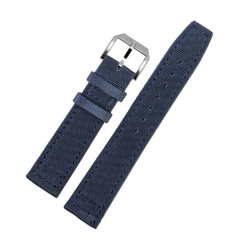 InOmak Nylon Armbandwatchgurte 20/21/22mm Nylon Canvas Fabric Watch Band, Blauer Stiftverschluss, 22mm schwarzer Verschluss von InOmak