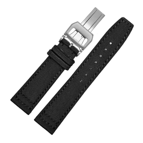 InOmak Nylon Armbandwatchgurte 20/21/22mm Nylon Canvas Fabric Watch Band, Schwarzes Falten, 20mm schwarzer Verschluss von InOmak