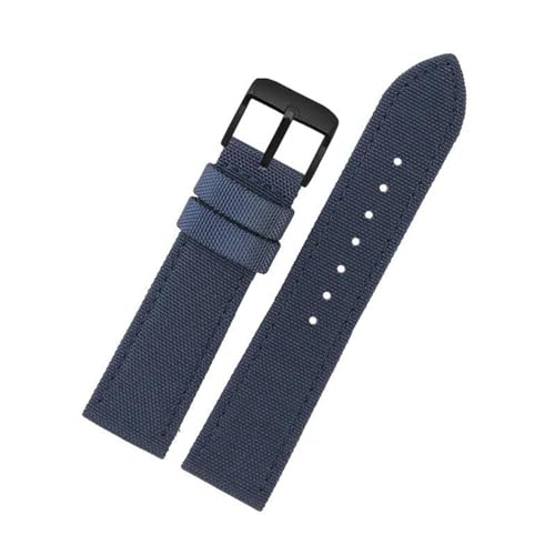 InOmak Nylon Canvas Uhrengurt 18-24mm Ersatzuhr Band, Blauer schwarze Stift, 18mm von InOmak