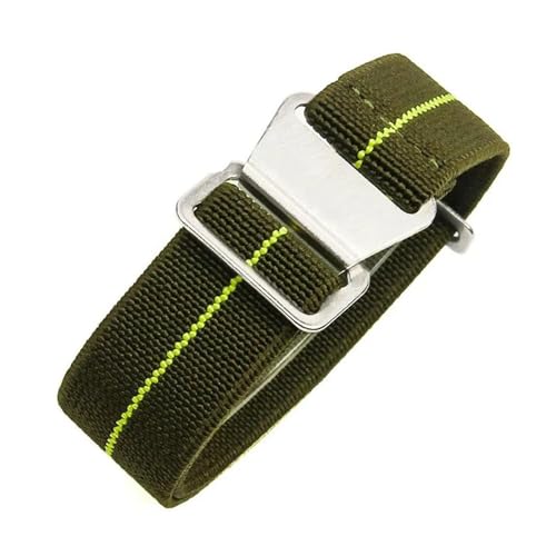 InOmak Nylon Canvas Watch Band 18/20/22mm Ersatz -Uhren -Armband Armband, Armee grün gelb, 18mm silberne Schnalle von InOmak