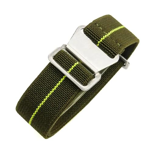InOmak Nylon Canvas Watch Band 18/20/22mm Ersatz -Uhren -Armband Armband, Armee grün gelb, 20mm Roségoldene Schnalle von InOmak