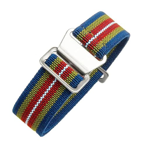 InOmak Nylon Canvas Watch Band 18/20/22mm Ersatz -Uhren -Armband Armband, Blau Rot, 18mm silberne Schnalle von InOmak