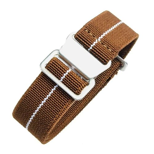 InOmak Nylon Canvas Watch Band 18/20/22mm Ersatz -Uhren -Armband Armband, Braun weiß, 22mm schwarze Schnalle von InOmak