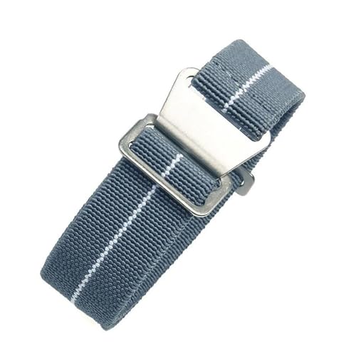 InOmak Nylon Canvas Watch Band 18/20/22mm Ersatz -Uhren -Armband Armband, Grau-weiß, 20mm schwarze Schnalle von InOmak