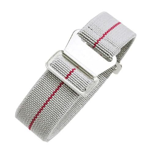 InOmak Nylon Canvas Watch Band 18/20/22mm Ersatz -Uhren -Armband Armband, Graurot, 20mm silberne Schnalle von InOmak