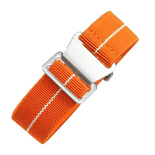 InOmak Nylon Canvas Watch Band 18/20/22mm Ersatz -Uhren -Armband Armband, Orange weiß, 20mm schwarze Schnalle von InOmak