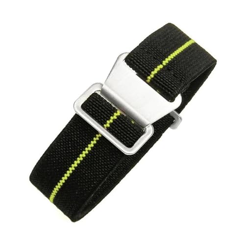 InOmak Nylon Canvas Watch Band 18/20/22mm Ersatz -Uhren -Armband Armband, Schwarz Gelb, 18mm schwarze Schnalle von InOmak