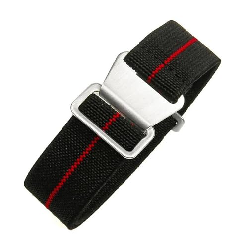 InOmak Nylon Canvas Watch Band 18/20/22mm Ersatz -Uhren -Armband Armband, Schwarz Rot, 18mm Roségoldene Schnalle von InOmak