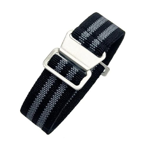 InOmak Nylon Canvas Watch Band 18/20/22mm Ersatz -Uhren -Armband Armband, Schwarzgrau, 18mm silberne Schnalle von InOmak
