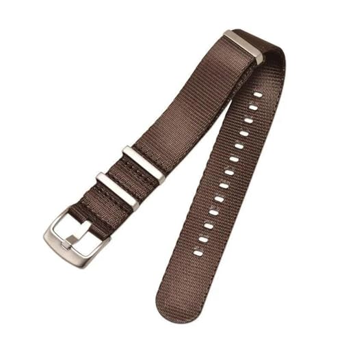 InOmak Nylon Canvas Watch Band 18-24mm Stoff NATO Uhrengurte, Braun, 24mm von InOmak