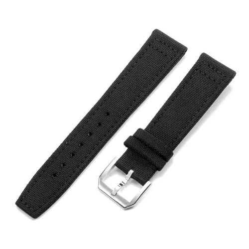 InOmak Nylon Canvas Watchbänder 20/21/22mm Stoff Watchband, Schwarzstahlschnalle, 20mm von InOmak