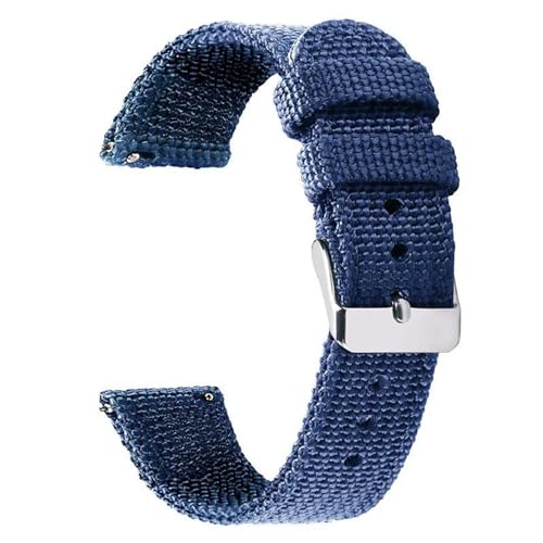 InOmak Nylon Canvas Watchband 18-24mm Schnellfreisetzungsarmband, Blau, 18mm silberne Schnalle von InOmak