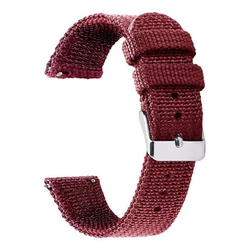 InOmak Nylon Canvas Watchband 18-24mm Schnellfreisetzungsarmband, Rot, 18mm goldene Schnalle von InOmak