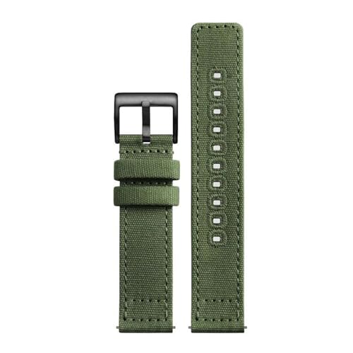InOmak Nylon Quick Release Watchband 20/22mm Canvas Watch Band, Armeegrün schwarz, 22mm von InOmak