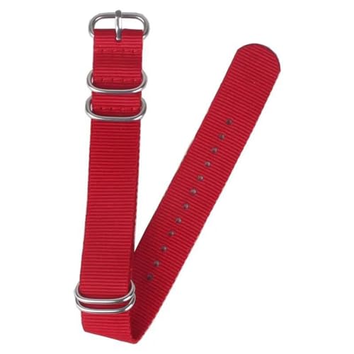 InOmak Nylon Uhren Gurt 16-24mm Ringschnalle Uhrband, Rot, 20mm von InOmak