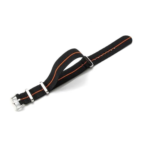 InOmak Nylon Uhrenband 18-22mm Elastic Uhrengurt, Schwarzorange, 22mm von InOmak