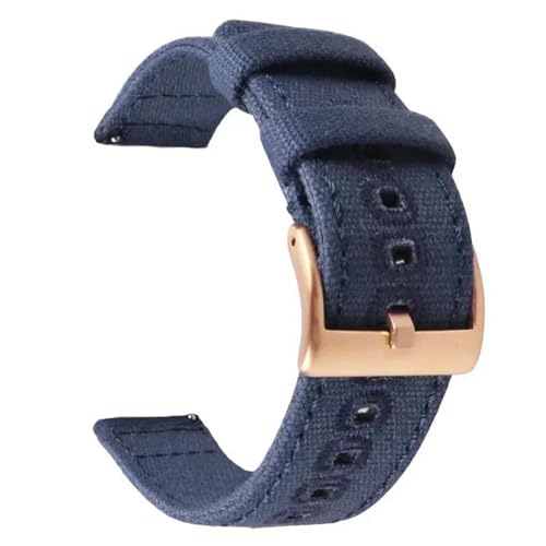 InOmak Nylon Uhrenband 18-22mm Schnellfreisetzungsarmband, Blaues Roségold, 18mm von InOmak