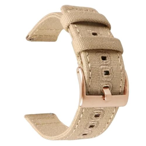 InOmak Nylon Uhrenband 18-22mm Schnellfreisetzungsarmband, Khaki Roségold, 18mm von InOmak