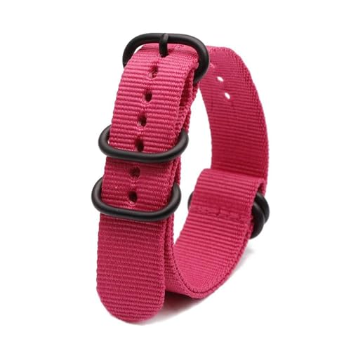 InOmak Nylon Uhrenband 18-24mm schwarzer Ringschnalle Uhrengurt, Rosa, 18mm von InOmak