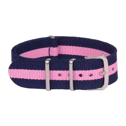 InOmak Nylon Uhrengurt 12-24mm Sportstoff Uhrengurt, Navy Pink Navy, 14mm von InOmak