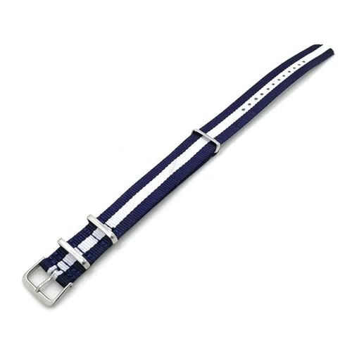 InOmak Nylon Uhrengurt 12-24mm Sportuhrgurt, Blau Weiss, 18mm von InOmak