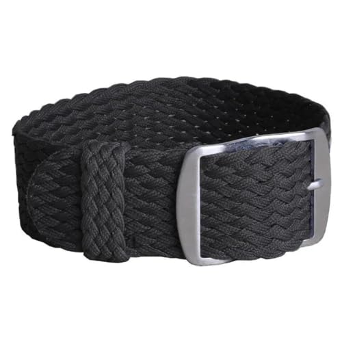 InOmak Nylon Uhrengurt 16-22mm NATO Watch Band Armband, Schwarz, 16mm von InOmak