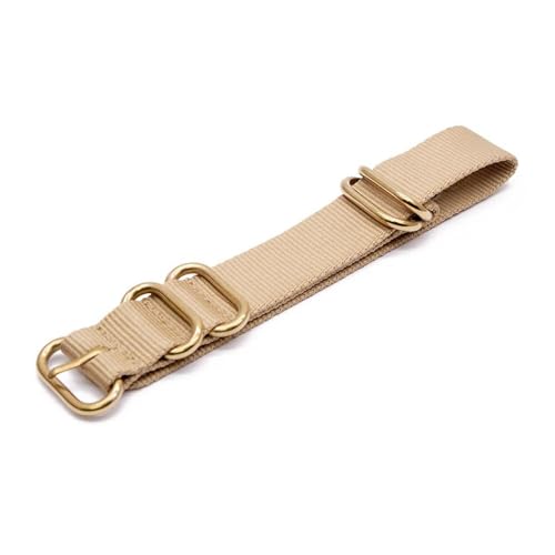 InOmak Nylon Uhrengurt 18-22mm Ersatzarmband mit Ringschnalle, Beige, 22mm von InOmak