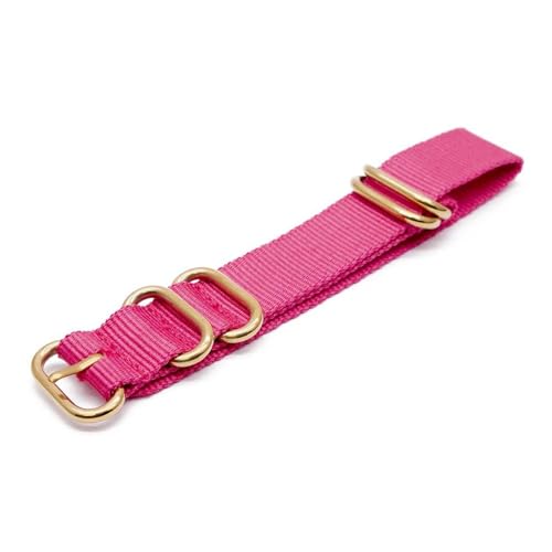 InOmak Nylon Uhrengurt 18-22mm Ersatzarmband mit Ringschnalle, Rosa, 20mm von InOmak