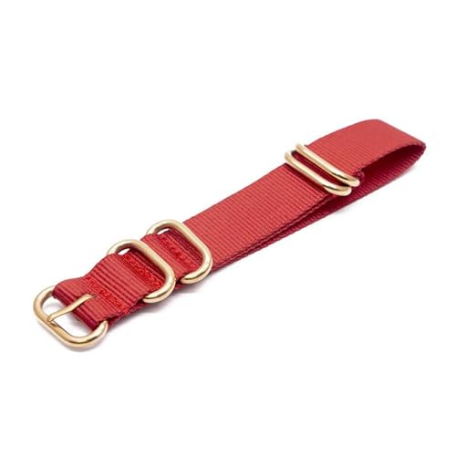 InOmak Nylon Uhrengurt 18-22mm Ersatzarmband mit Ringschnalle, Rot, 20mm von InOmak