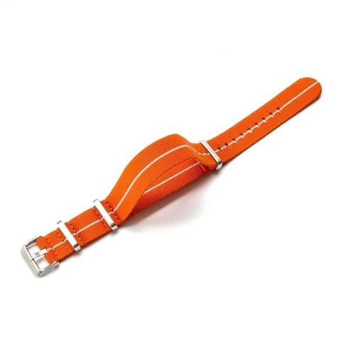 InOmak Nylon Uhrengurt 18-22mm Ersatzband Stoff Watchband, Orange weiß, 22mm von InOmak