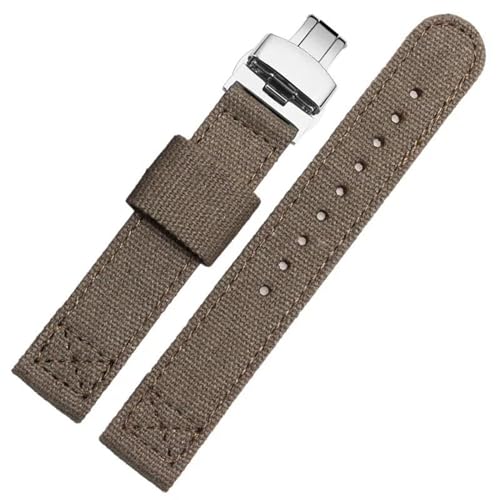 InOmak Nylon Uhrengurt 18-22mm NATO Ersatzuhr Band, Khaki Silberschnalle 1, 18mm von InOmak